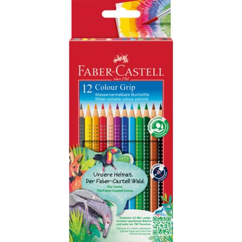Matite colorate Faber-Castell Colour Grip assortiti astuccio da 12 - 112469